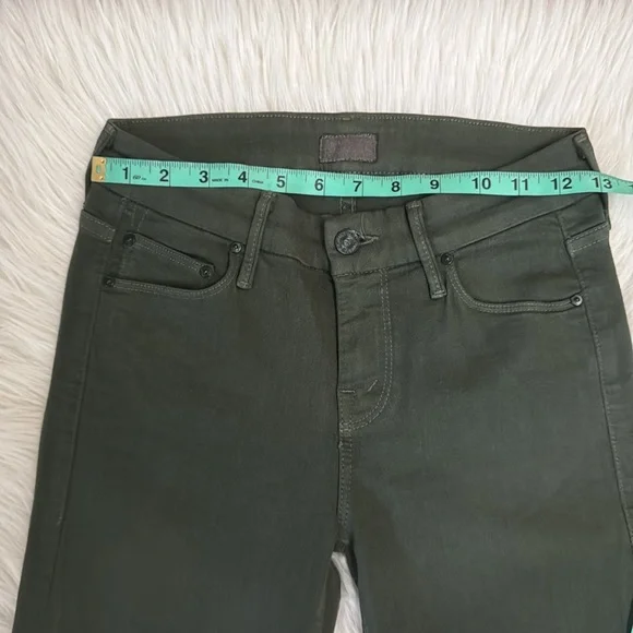 Mother Looker Ankle Fray Skinny Just For Kicks Emerald Green Denim Jeans Size 25 - Picture 15 of 16